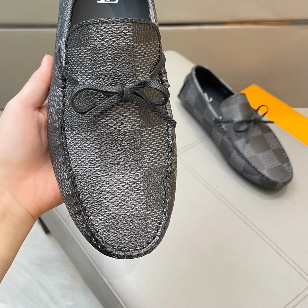 Factory price: 460💰LV men's beanie shoes 2025 official website synchronization <market top version> cowhide grid ➕ black cowhide original packaging. Size 38-45